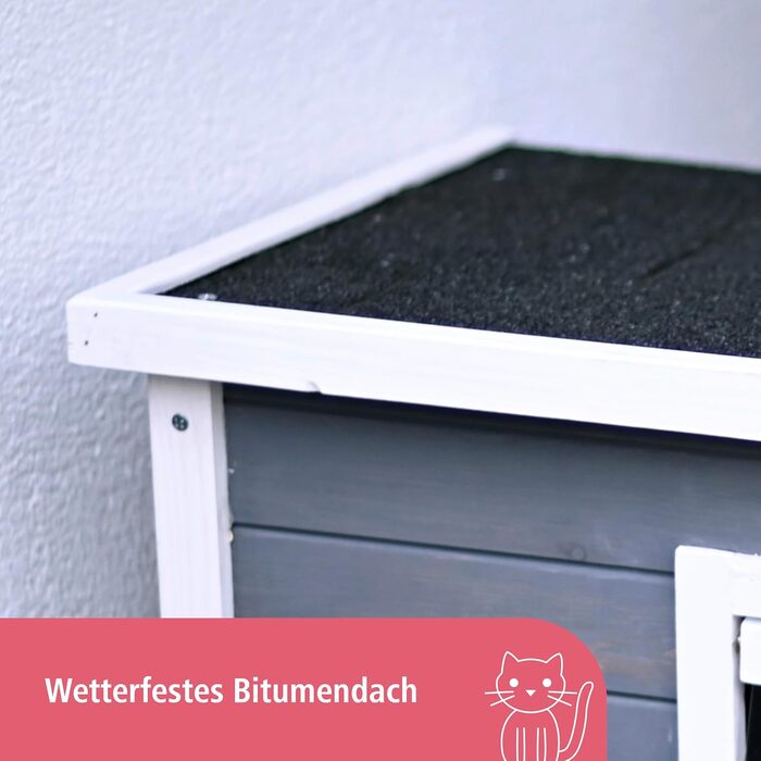 Будинок для котів Kerbl Rustica з дерева, з маятниковими дверима, вікнами з акрилу, регульованими ніжками, коричнево-зелений, 57 x 45 x 43 см