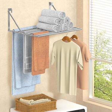 Настінна сушарка для білизни Innotic - розкладний, вологостійкий, сірий, 60 см