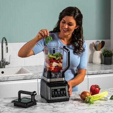 Ninja 3-in-1 Food Processor & Blender with 5 Programs: Mixing, Max Mixing, Chopping, Stirring, Pureeing, 1.8L Bowl, 2.1L Jug, 700ml Cup, 1200W, Dishwasher Safe, Auto-iQ, Black BN800EU