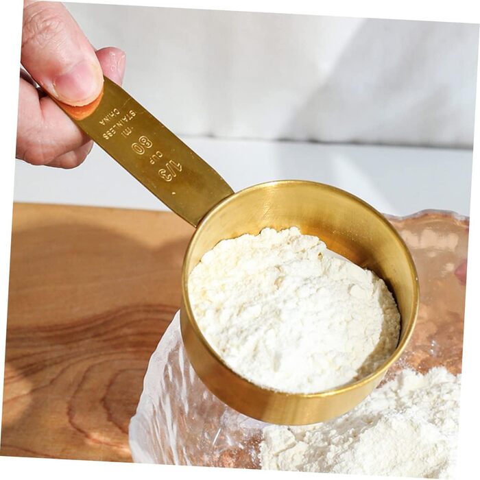 BESTOYARD 2 Sets Stainless Steel Measuring Spoons Rustproof Measuring Spoons Tablespoons Measuring Spoons Measuring Cups Micro Scoop Measuring Scoop Measuring Cups Baking Stainless Steel Golden 4 Pieces * 2