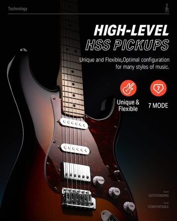 Електрогітара Donner DST-152S Sunburst: Початковий набір з підсилювачем, сумкою та аксесуарами