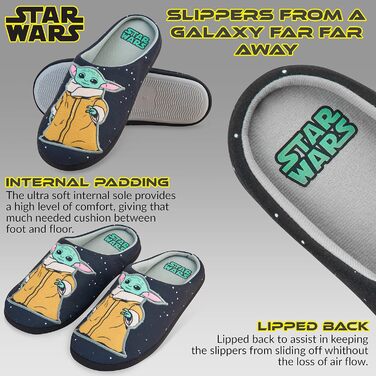 Тапочки Star Wars для чоловіків, хлопчиків та підлітків: Злий Йода та Малюк Йода - подарунок для шанувальників Star Wars (41 EU, чорний)