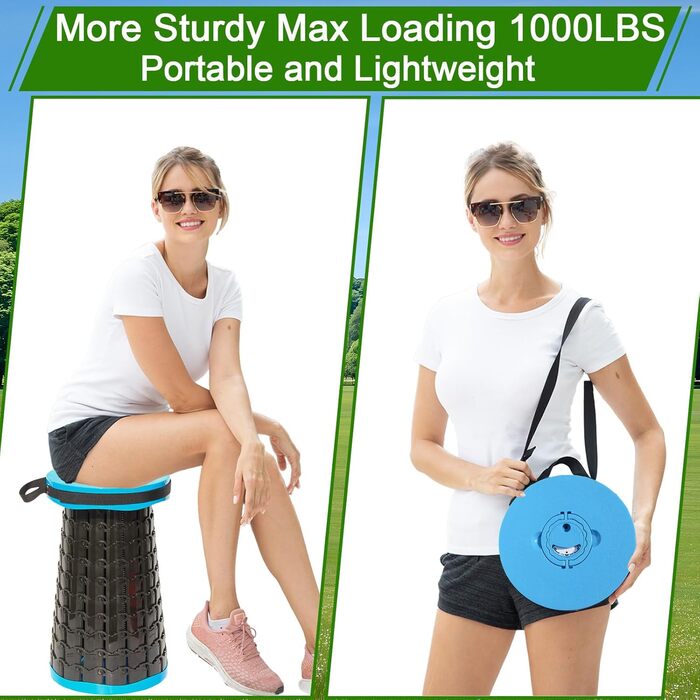 Складаний стілець Upgrade XXL з подушкою, 1000 фунтів вантажопідйомності, для відпочинку на природі, кемпінгу та подорожей (Блакитний)