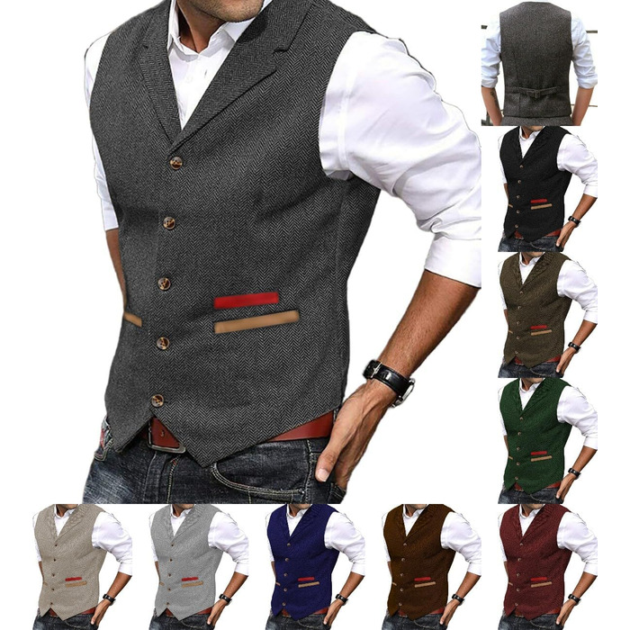 Твідова жилетка для полювання, коричнева, в стилі ретро/вінтаж, ідеальна для весілля та повсякденного носіння