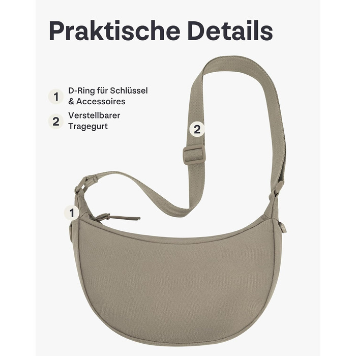 Сумка через плече Johnny Urban Ally Medium Desert Grey (1.3л) - Водовідштовхувальна Moon Bag для жінок та чоловіків