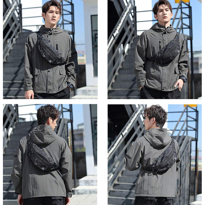 Чоловіча та жіноча поясна сумка Bauchtasche SZSYCN, фанна-пак, чорний камуфляж для спорту, прогулянок, подорожей