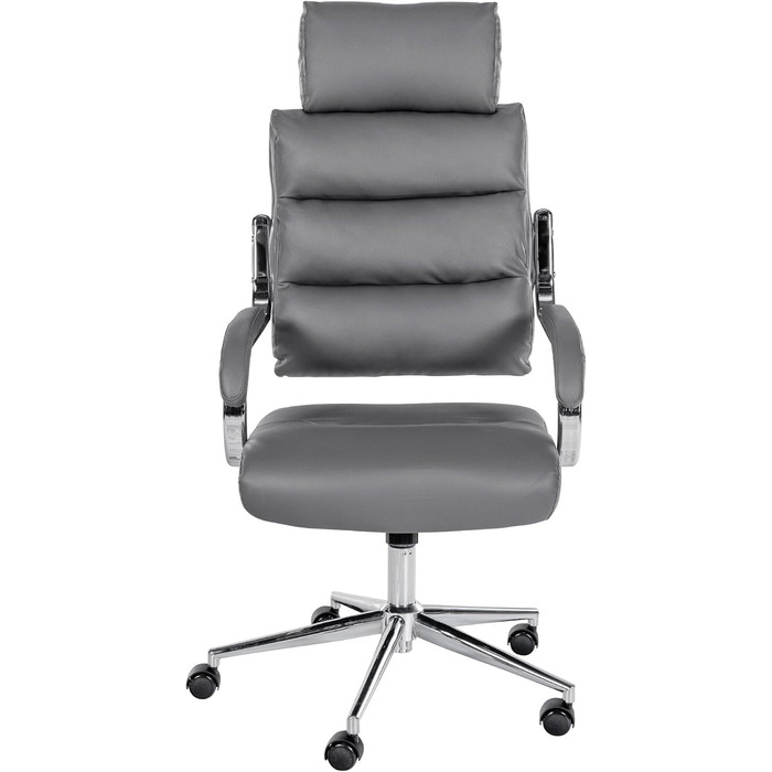 Офісне крісло CLP Campo з штучної шкіри: регульована висота та поворотний механізм, до 135 кг, з підлокітниками, сірий колір