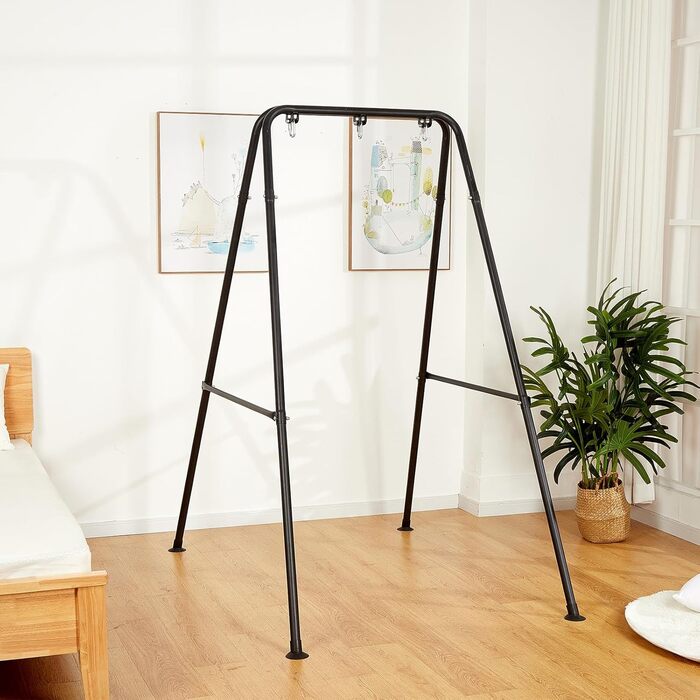 SELFLA Foldable Hanging Chair Stand, Portable Stand for Hanging Chair, Sturdy Hammock Stand for Indoor/Outdoor, Easy to Assemble (Hanging Chair Not Included) - Black