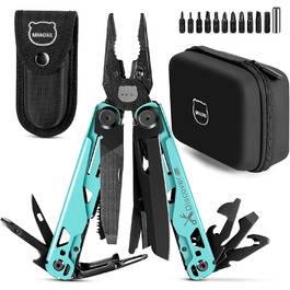MIAOKE Multitool 23-in-1 with Premium Gift Box, including Screwdrivers, Saw, Screwdrivers, Bottle Opener, Pliers, Camping Knife, Cool Gadgets for Men. Best Gift for Boyfriend, Son, Dad, Him, Husband (Gulf Blue)
