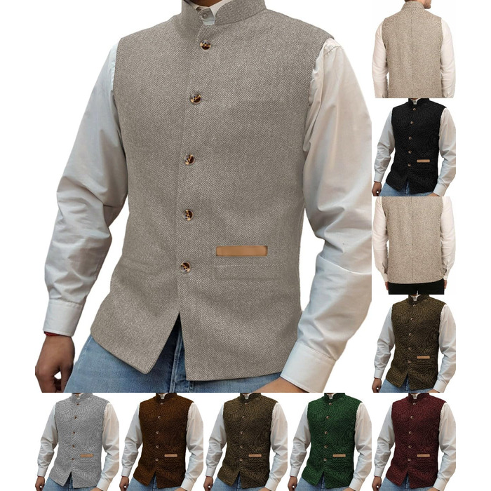 Жилет чоловічий Jagd Stand-Up Kragen з твіду, ретро візерунок 