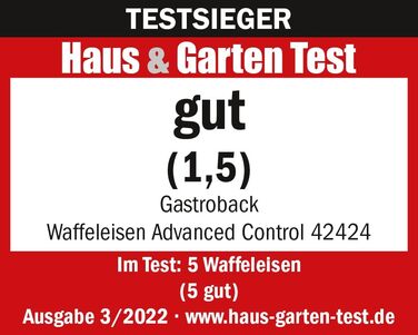Вафельниця GASTROBACK 42424 Advanced Control, 1600 Вт, 5 програм, 7 рівнів підсмаження, LCD-дисплей, нержавіюча сталь, срібляста, одиночна