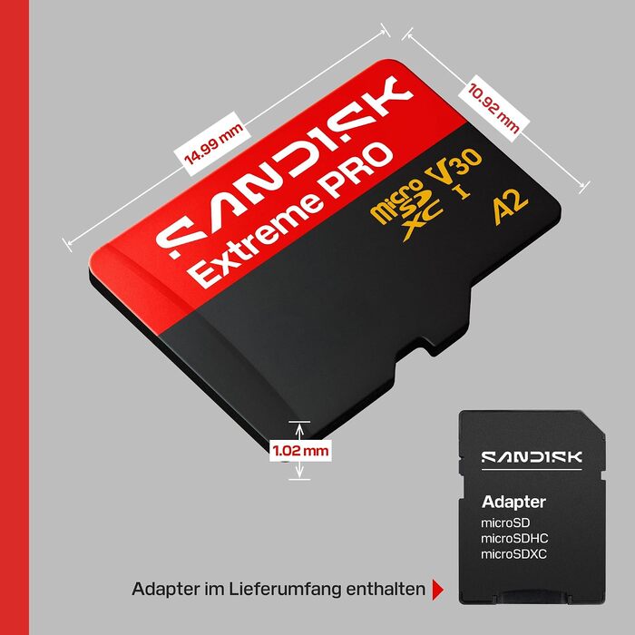 Карта пам'яті SanDisk Extreme PRO microSDXC 512 GB UHS-I (до 250 МБ/с, V30, U3, A2) з SD-адаптером для 4K/5K UHD