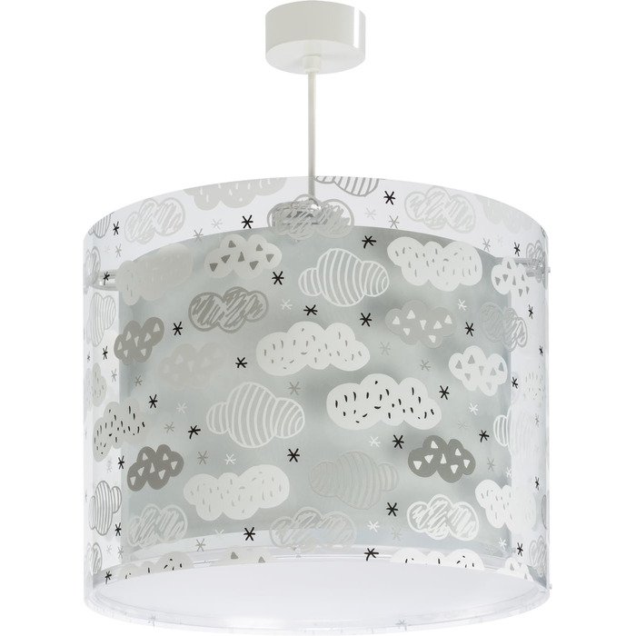 Dalber Kids Lamp Pendant Light Chandelier Clouds Grey Children's Room Lamp, 33 x 33 x 25 cm