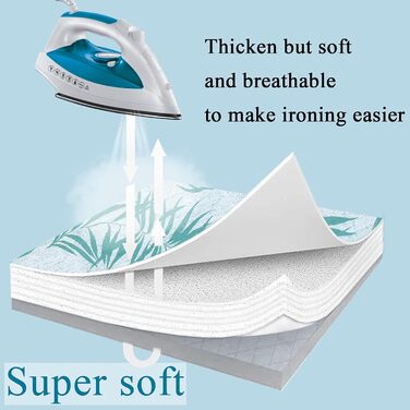 Чохол для прасувальної дошки, 140 x 50 см, великий, з бавовни, товста підкладка, простий у використанні, стійкий до подряпин, зелені листки, розмір L