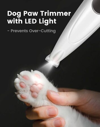Триммер для стрижки кігтів та стрижка кігтів для собак 2 в 1, безшумний, акумуляторний, електричний, для великих, середніх та маленьких собак, білий