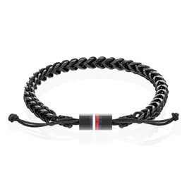 Браслет чоловічий Tommy Hilfiger з нержавіючої сталі та нейлону, плетінка, регульований замок (Чорний)