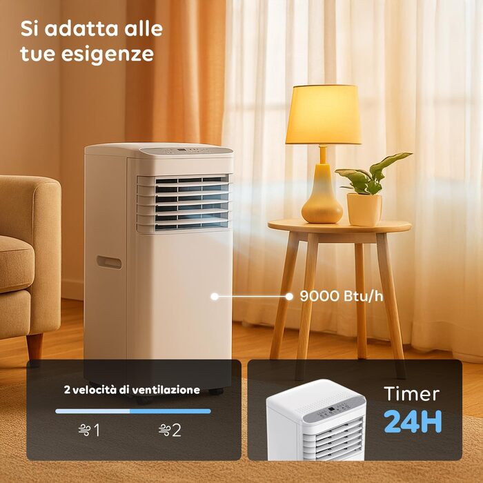 Мобільний кондиціонер Avilia 9000 BTU 3-в-1: охолоджувач, зволожувач та вентилятор | Без зовнішнього блоку для дому та офісу