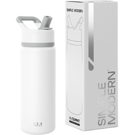 Simple Modern Trinkflasche mit Strohhalm und Chug-Deckel | Stainless Steel Insulated Water Bottle with Straw and Chug Lid for Sports Gym | Summit | 950ml | Checkmate (532 ml, -Winter White)
