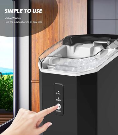 Машина для приготування кубиків льоду Ice Maker - 2L, чорна, з LED-дисплеєм, лопаткою та кошиком. Швидке приготування льоду за 6 хвилин.