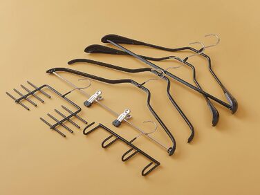 MAWA Clothes Hangers, Set of 10 Space-Saving and Non-Slip Hangers, Ideal for Shirts and Blouses, with 360° Swivel Hook, Non-Slip Coating, 45 cm, Black