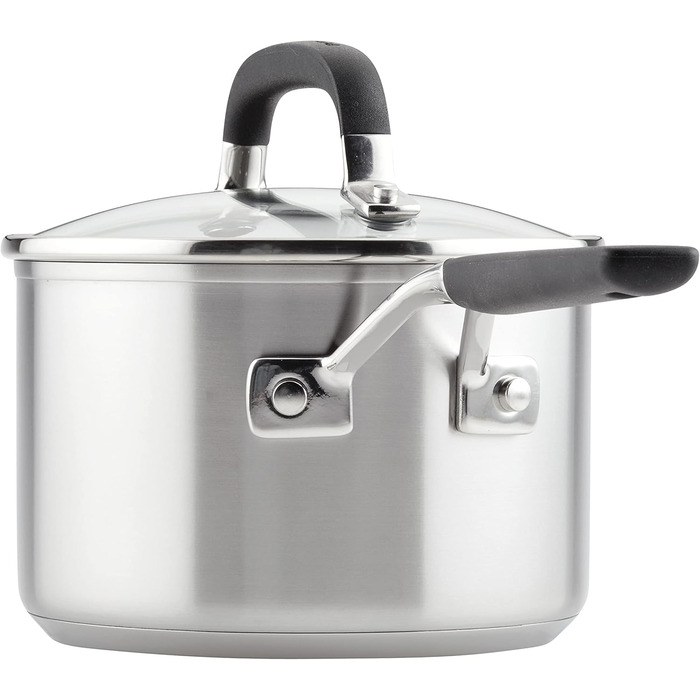 Набір кухонного посуду KitchenAid з нержавіючої сталі, 10 предметів, з полірованою поверхнею (каструля з ручкою 2 літри)