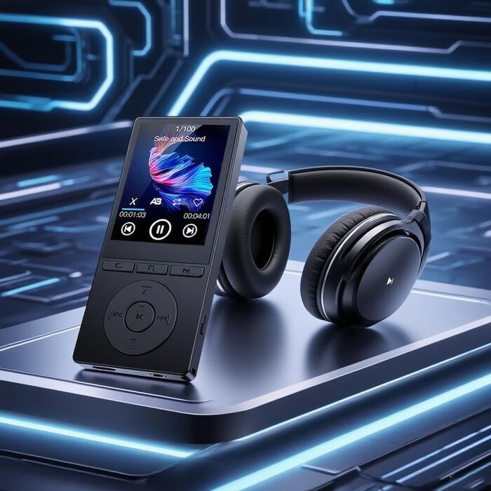 MP3 плеєр 64GB Bluetooth 5.3 з динаміком, HiFi звук, диктофон, E-book, чорний