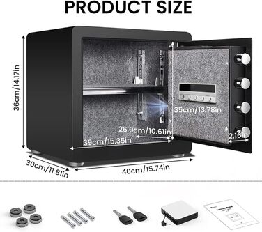 Сейф Kavey Safe Tresor: цифровий замок, подвійний захист, LED-освітлення, 40L