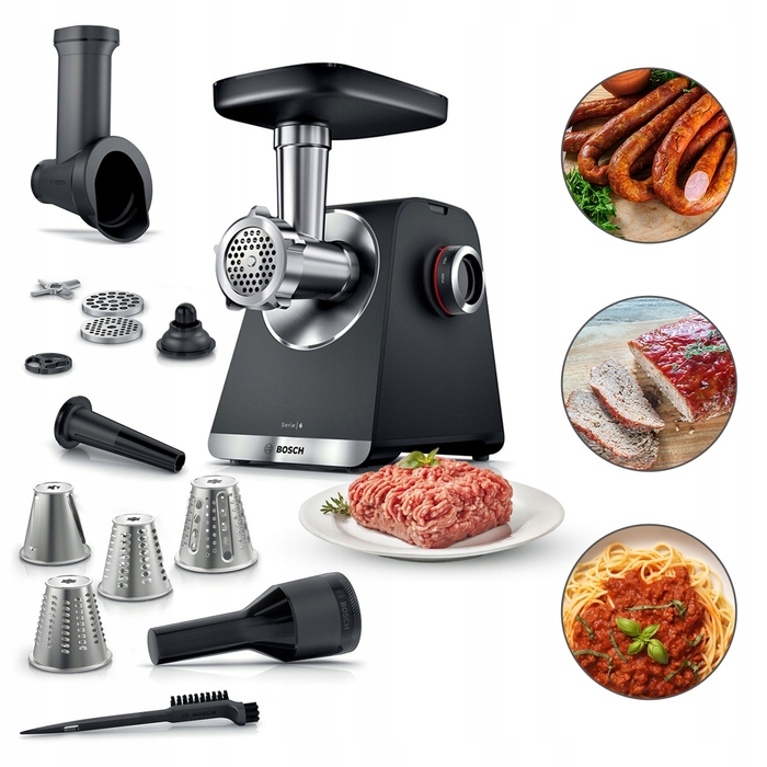 М'ясорубка Bosch Serie 6 MFWS640B, 2100 Вт, реверс, 2 швидкості