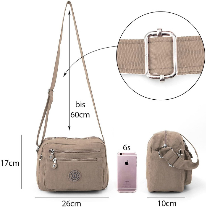 Сумка жіноча через плече ekavale Kleine Schultertasche - нейлон, водонепроникна, для дівчаток, повсякденна (Сірий)