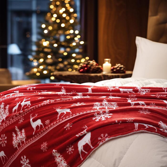 Фланелева ковдра PHF Kuscheldecke 150x200 см - м'яка, тепла, екологічна ковдра для дому, дивана, ліжка, софи. Ковдра-плед з малюнком (олені/дерева)