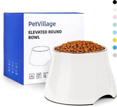Миска для собак Petvillage, протиковзна, з нержавіючою сталлю, піднята, для маленьких та середніх собак, спанієлів з довгими вухами, велика місткість (3 чашки), білий/розкішний сад