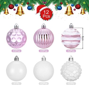 Шардечки для ялинки пластикові 6 см, набір 12 шт. (рожево-ліловий)
