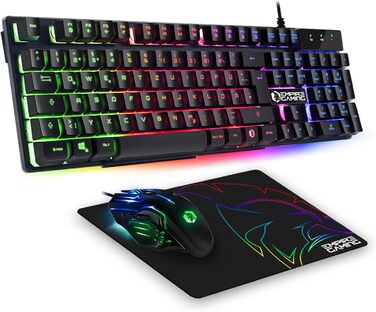 Бездротовий ігровий набір клавіатури та миші EMPIRE GAMING Armor RF800 - RGB підсвітка, 4800 DPI, QWERTZ (DE) - сумісний з PC, PS4, PS5, Xbox, Mac (білий)