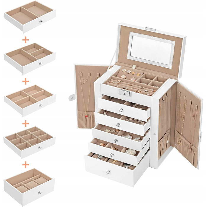 Скринька для прикрас Songmics JBC152W01, 32 x 26 x 15,6 см, біла