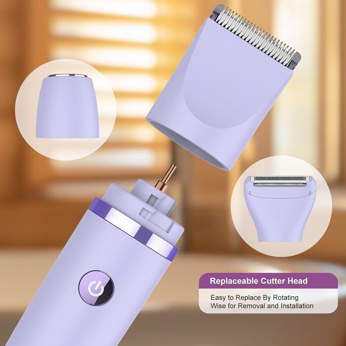 Електричний жіночий триммер 3-в-1 для обличчя, тіла та зони бікіні. Вологостійкий, з LCD-дисплеєм (фіолетовий)