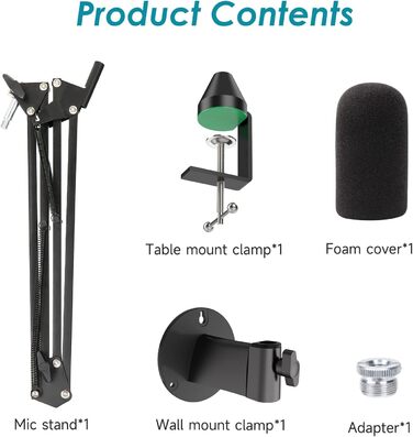 Кріплення для мікрофону YOUSHARES, сумісне з HyperX QuadCast, металева клямка для стільниці, підставка для мікрофона з поп-фільтром, гнучкий мікрофонний важіль