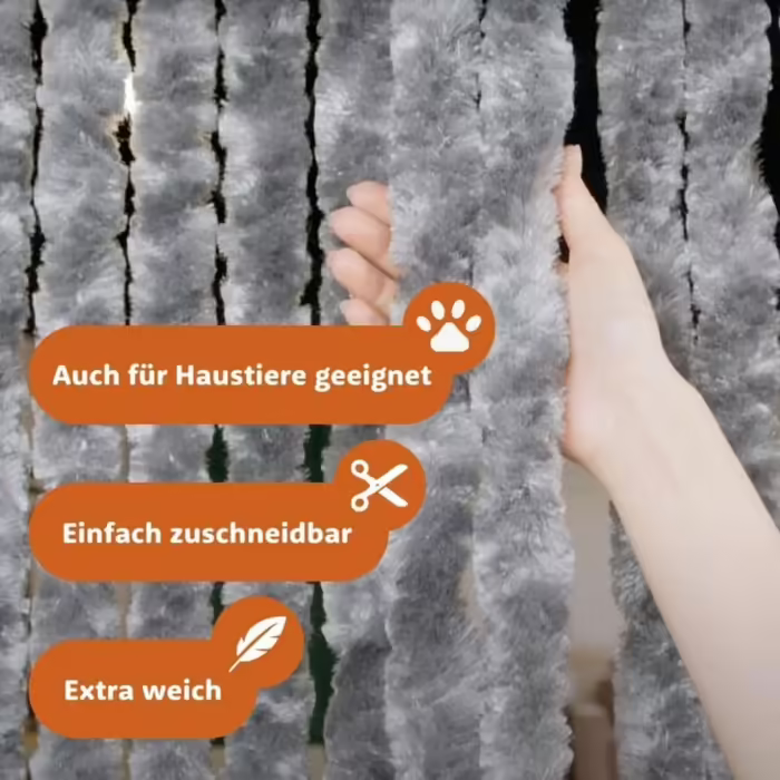 Thirty Cat Tail Curtains, Fluffy Curtain, Various Sizes, RV Door Curtain, Fringe Curtain Balcony Door 100 x 220 cm (H220 x W90 cm (Pack of 1), Grey)