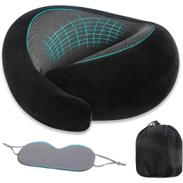 Подушка для шиї у подорожах: бамбукова, з маскою для очей, Memory Foam, для авто, поїздів, літака та офісу