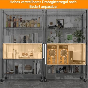 Himimi 5-Tier Rolling Wire Shelving Unit with Adjustable Height and Leveling Feet