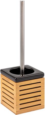 Bremermann WC brush holder, Bamboo, Ceramic, Toilet set, Toilet brush holder (black)