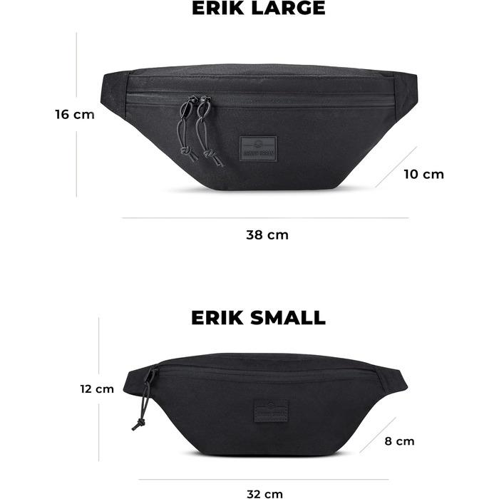 JOHNNY URBAN: поясна сумка (бананка) Erik Small - чорна, водонепроникна, для чоловіків та жінок, стильна нагрудна сумка для фестивалів