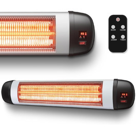 Інфрачервовий обігрівач для тераси Mursche 2500W з пультом керування. Електричний настінний обігрівач для вулиці, балкона, саду та тераси. 3 режими нагріву.