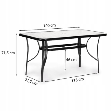 Скляний садовий стіл Modern Home SC-094, 140x80x71,5 см