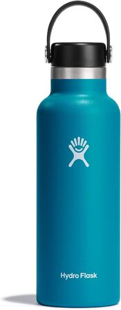HYDRO FLASK - 532ml (18oz) Water Bottle - Vacuum-Insulated Stainless Steel Water Bottle - Sports Bottle with Leak-Proof Flex Cap & Strap - Dishwasher-Safe Thermos Bottle - Wide Mouth - Laguna
