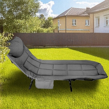 Розкладне ліжко польове, 198 см x 64 см, сіре
