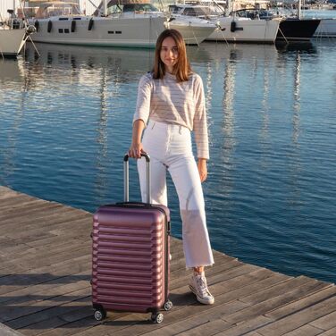 Набір валіз NUMADA 4 шт. Бордовий (75см, 63см, 53см + аксесуар), ABS, жорсткий, міцний