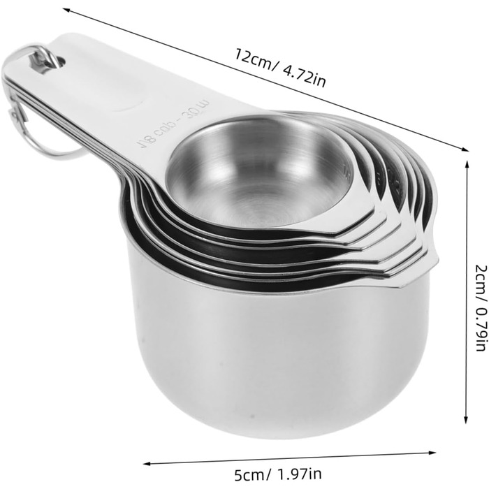Cieeo 2-piece measuring cup and spice set. Large measuring cup, easy to use, schnapps cup, gold ladle, measuring cup for measuring, teacup, stainless steel, silver.