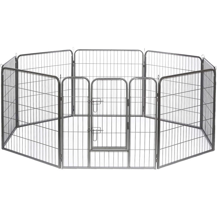Lionto Загін для цуценят та дрібних тварин з міцного металу, 80x80 см, розширюваний загін для цуценят у квартиру, огорожа для собак у сад, з дверцятами з замком, стійкий до погодних умов, 8 елементів (розмір 3: Ш 77 см / В 100 см)