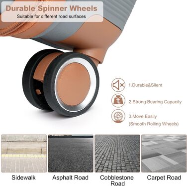 Чемодан British Traveller Mittelgroß: міцний валіза на 8 коліщатках з TSA-замком, 66 x 43.3 x 28.5 см (Сірий/Коричневий)