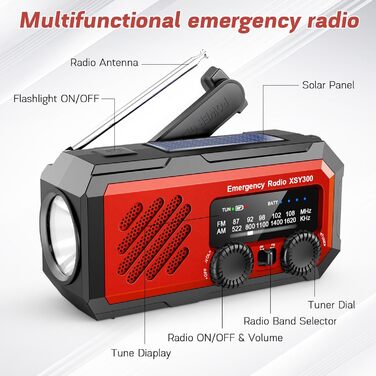 Радіопортативне YIKANWEN з ручним генератором, акумулятор 2000mAh, AM/FM, ліхтарик LED, зелений - для дому та кемпінгу